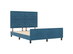 Estrutura De Cama De Veludo Com Cabeceira Vidaxl Azul Meia-noite Fabric (160x200 Cm)