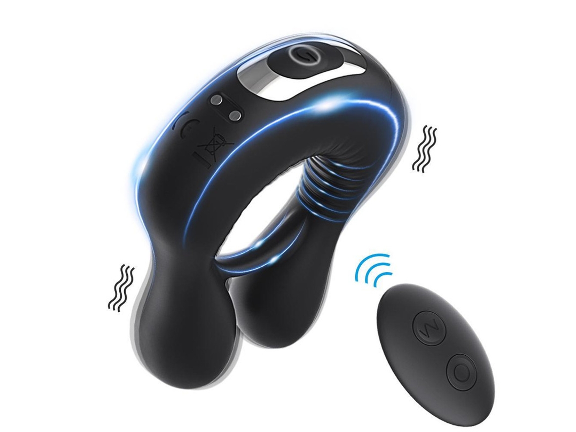 Vibrador de Controle Remoto Sem Fio Masculino Preto 