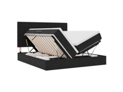 SYFAX™ Cama com Armazenamento com Colchão Preto 200 X 200 Cm Veludo