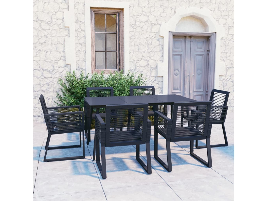 Pcs Conjunto De Jantar Para Jardim Vime De Pvc Preto Dkd Home Decor