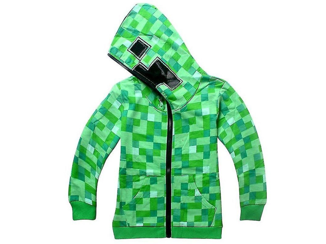 Jaqueta com Capuz Minecraft Creeper Fasst para Crianças, com zíper, 4 a 14 anos
