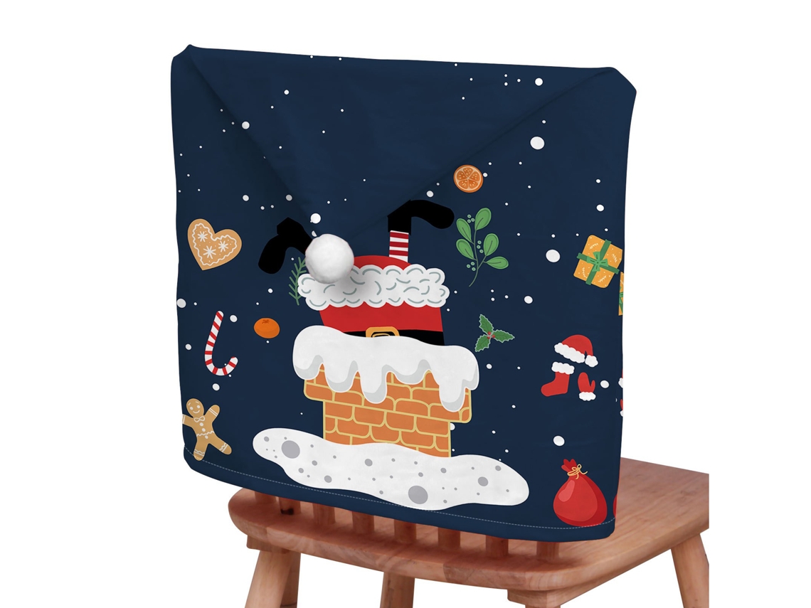 Laxiscreed Jogo De 4 Capas De Encosto De Cadeira Natal Com Estampa De Pai Natal E Dupla Face