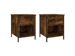 Bedside Cabinet, Bedside Cabinets Vidaxl Marrom Madeira Processada (n/a)
