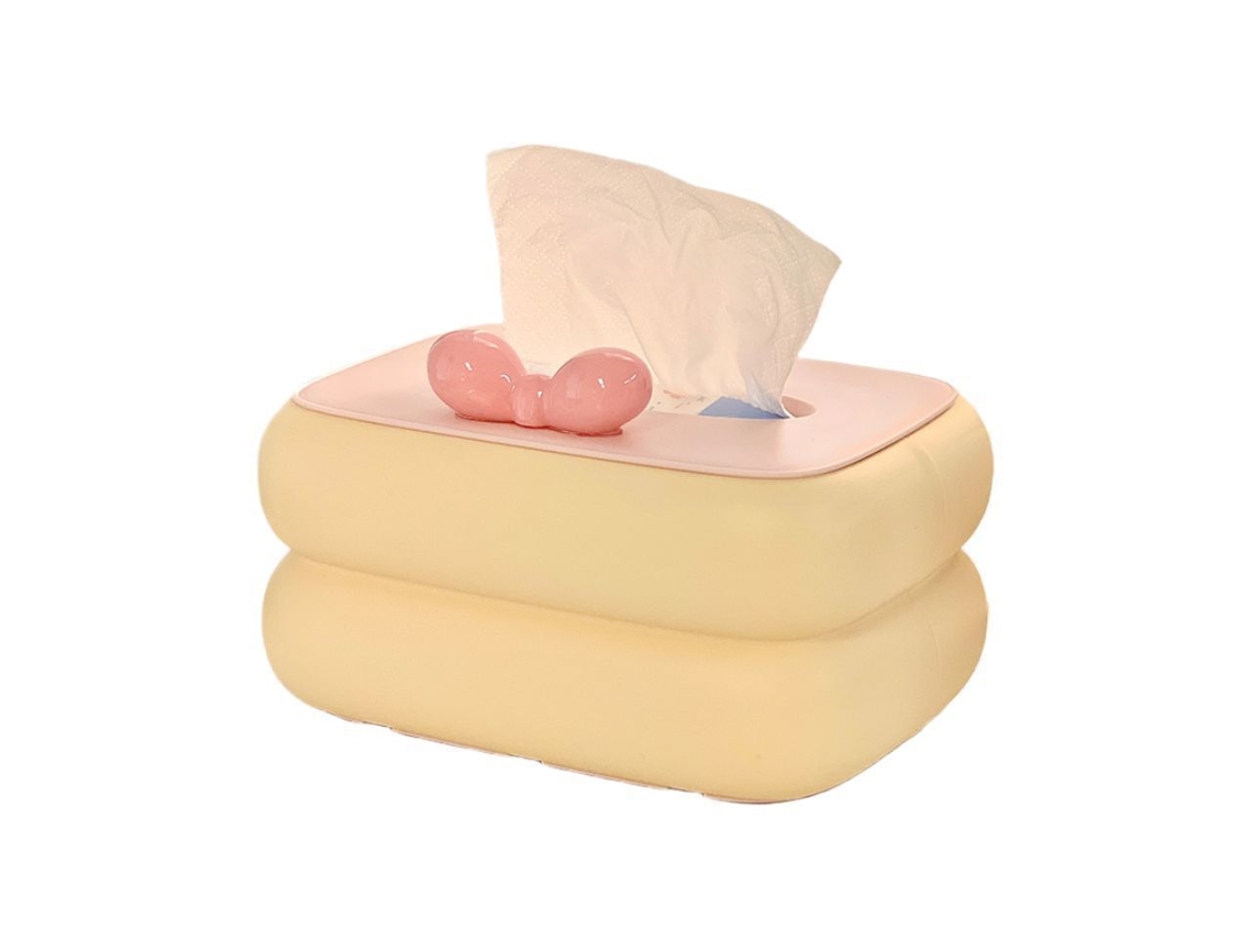 Caixa de Lenços de Papel Cor Creme para Casa, Criativa E Charmosa, Ideal para Secretária, Sala ou Mesa de Centro