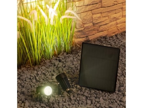 Foco Solar Led C/ Painel Separado  3000k  3 Modos  Interruptor  Ip65  Conjunto De 2 Unidades Rextech