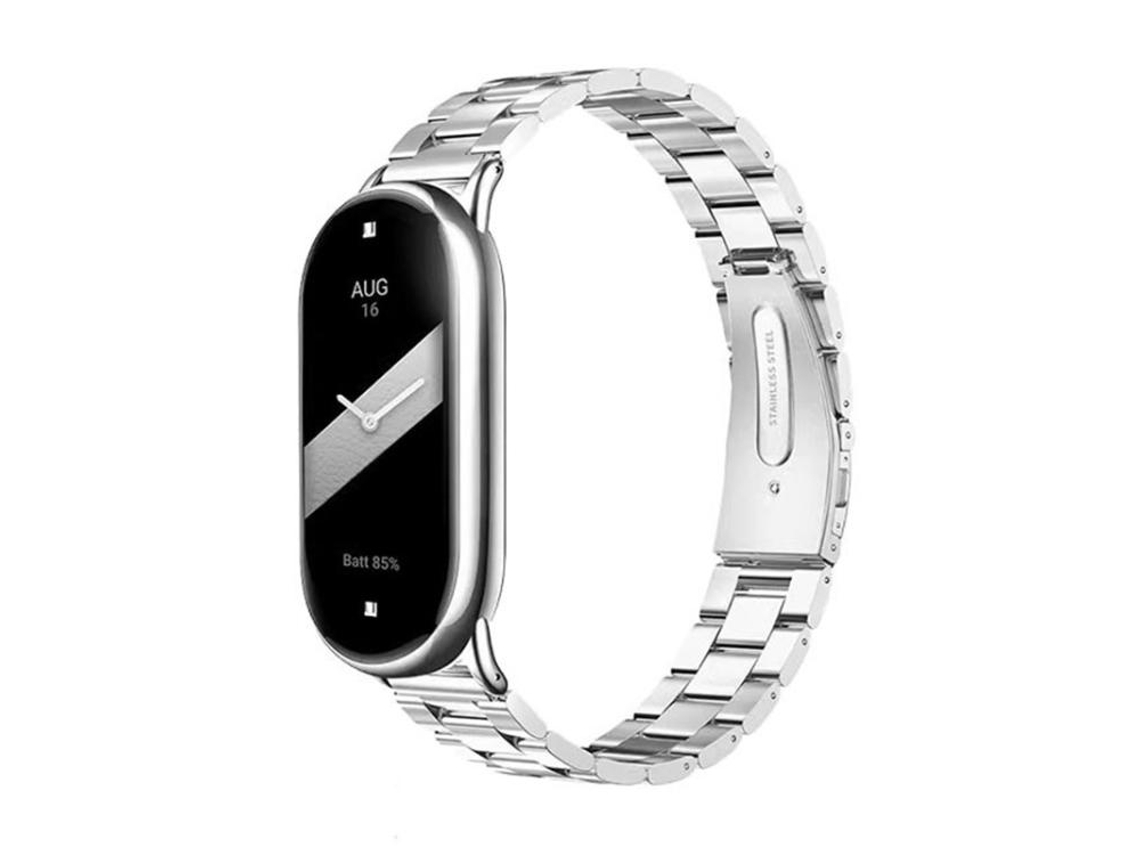 Bracelete Para Xiaomi Band 10/9/8 - Liga De Titânio - Fivela Plana - Três Esferas Prata