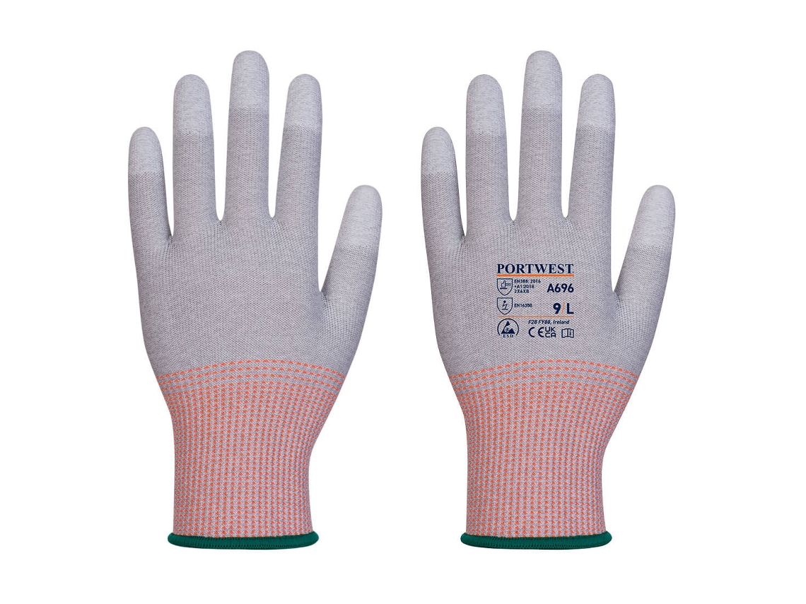 Luva Anti Corte Lr13 Esd Pacote De 12 Unidades / Branco Cinza / S Portwest