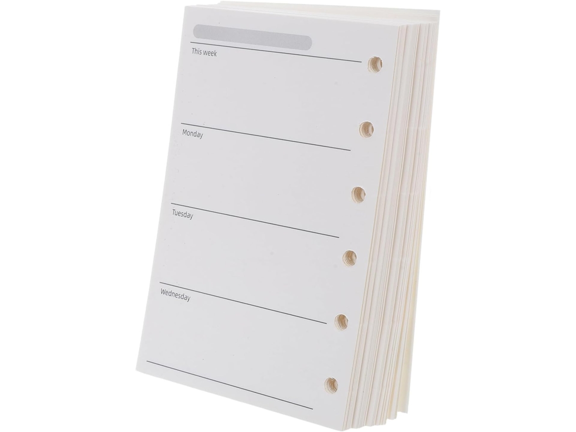 Inserções Para Agenda De 6 Folhas, 200 Recarregáveis Hebdomadaire A7 120gsm, Formato 4,7 X 3,1 Bolsas