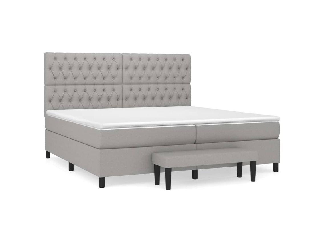 Cama Box Spring Vidaxl Cinzeto Tecido (203x200x128 Cm)