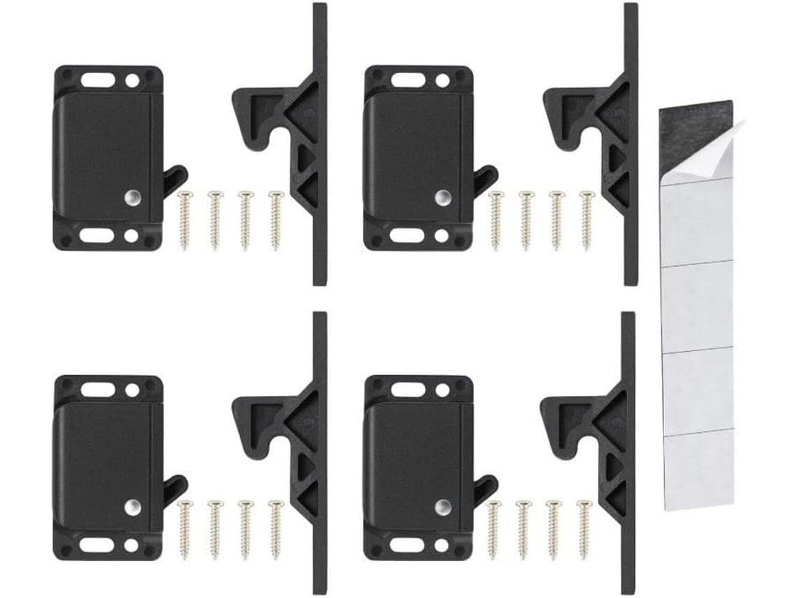 Conjunto De 4 Fechos Correr Para Armários, Pretos, Feitos Abs Robusto