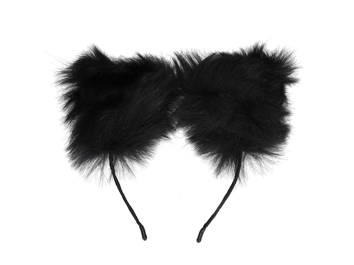 Tiara De Orelhas De Gato Peludas Artificiais Para Mulher Acessório Cabelo Para Festa Cosplay Vida Diária Preto