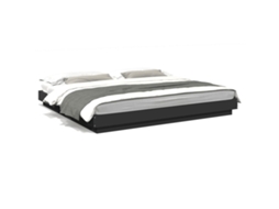 Estrutura Cama com Luzes Led Derivados Madeira Preto MAISON EXCLUSIVE (180x200 cm)