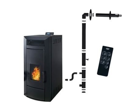 Salamandra A Pellets Hidráulico Anita 21 Kw Preto Sannover Kit De Instalação