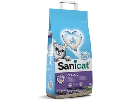 Areia Absorvente para Gatos SANICAT Classic Lavanda (8L)