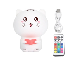 Rebe-lâmpada Noturna Led De Silicone Com Carregamento Usb Gato Bonito Colorido Para Casa E Quarto Rosa