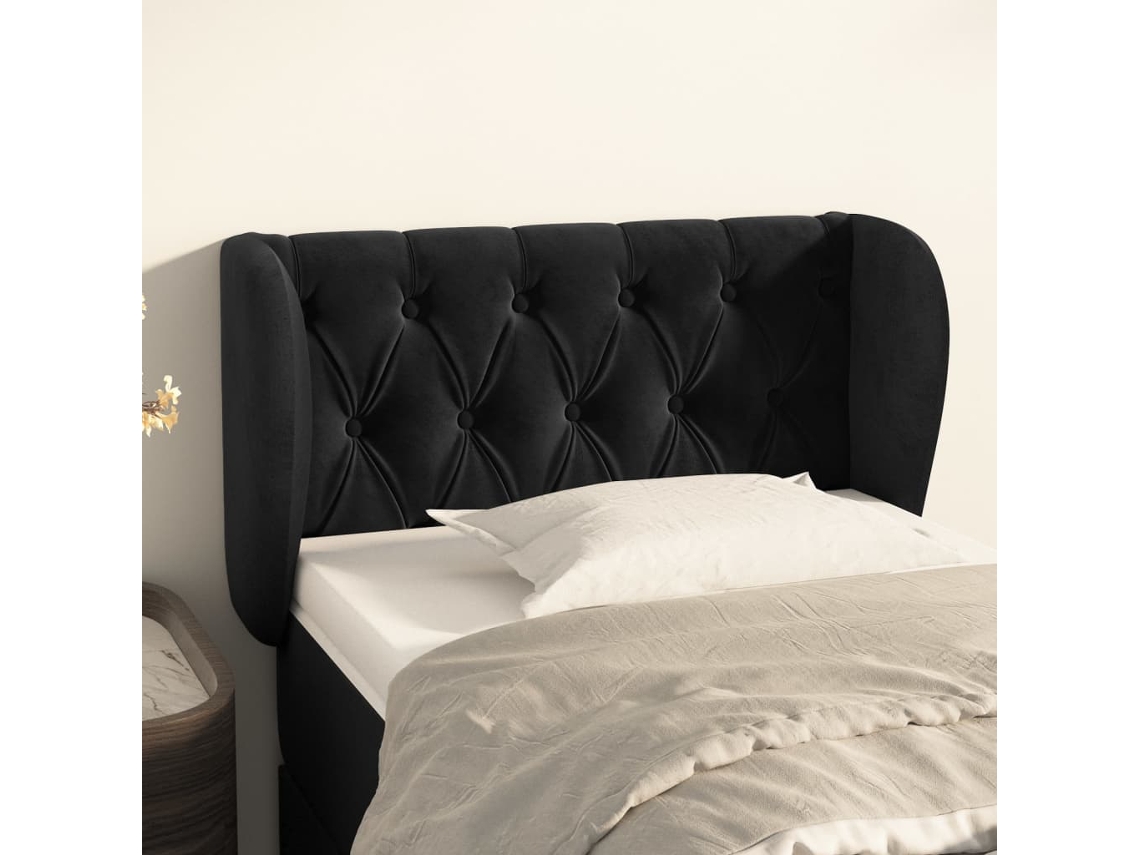 Vidaxl Cabeceira De Cama C/ Abas Veludo 83x23x78/88 Cm Preto