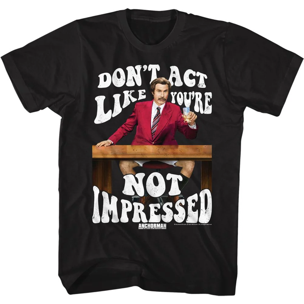 Rockinstone Anchorman Movie Not Impressed Black Adult T-shirt Size:m