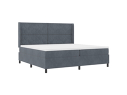 Cama Box Spring  Com Colchão & Led Cinza Escuro Vidaxl Veludo (200x200 Cm)