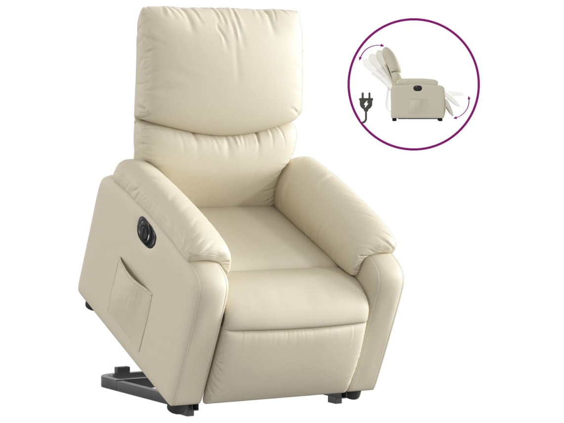 Electric Stand Up Recliner Chair, Electric Stand Up Recliner Chairs Vidaxl Creme Couro Artificial