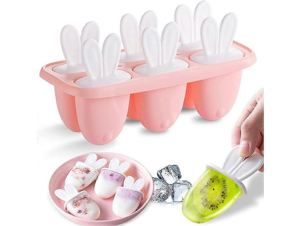 Molde de Sorvete com Palito Reutilizável Mini para Crianças Material Plástico Silicone Rosa Diy Sorvetes Iogurte Suco Leite