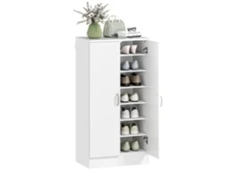 Sapateira 2 Portas com 6 Prateleiras Ajustáveis 55x35x108 Cm Branco | S/MARCA