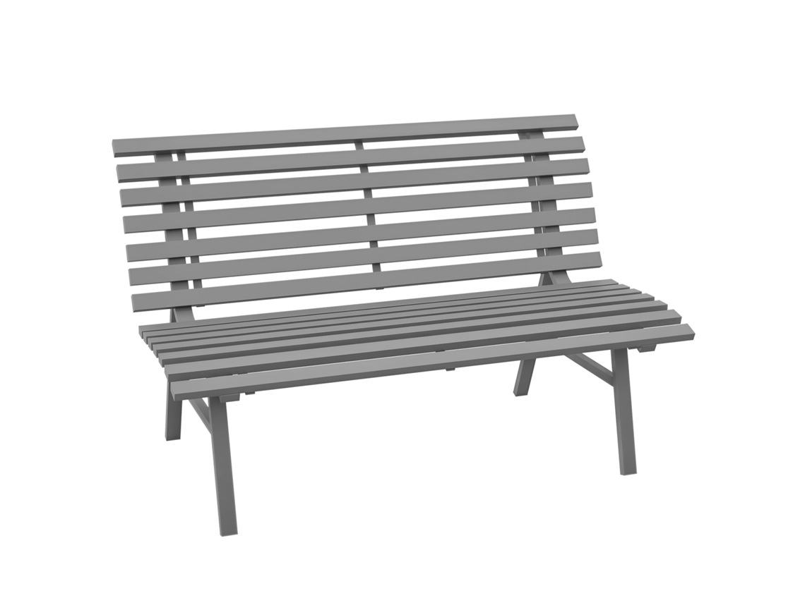 Banco de jardim de alumínio S/MARCA, 123x67x79cm, resistente ao clima, ripas, cinza