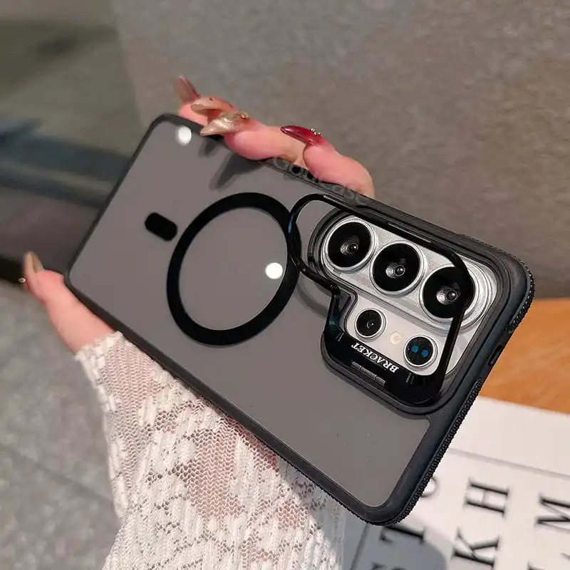 Capa Transparente Samsung Magsafe Com Suporte E Moldura Magnética (galaxy S25 Preto).