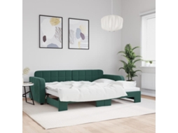 Sofá Cama De Solteiro Gavetão Lovely Home Madeira Veludo Verde (80x200)