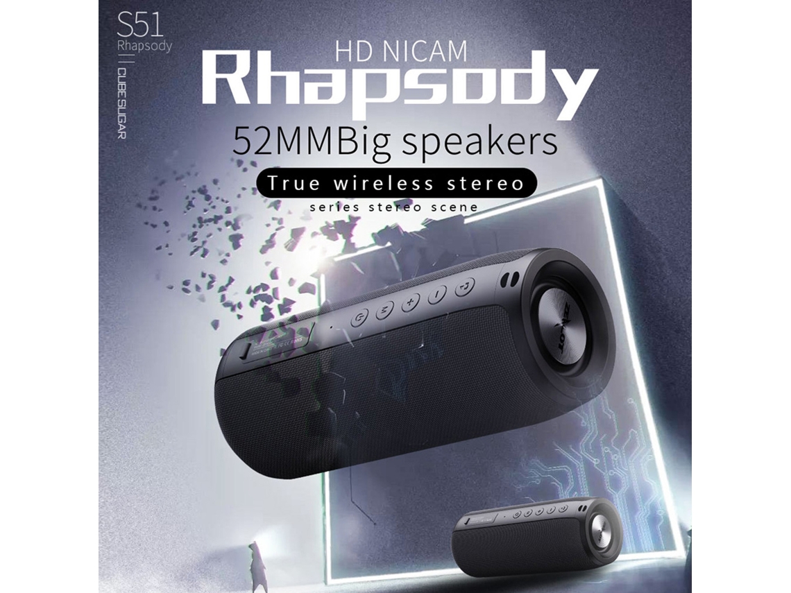 Altavoz Bluetooth portátil para exteriores 10W IPX5, 8h autonomia, emparelhamento dual, sinal 5.2