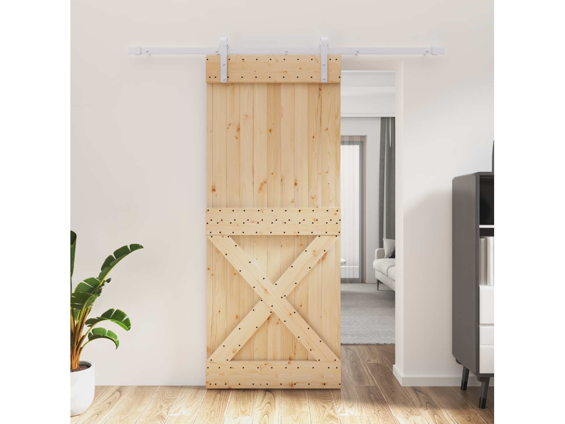Vidaxl Porta Deslizante Natural E Branco 85 X 210 Cm