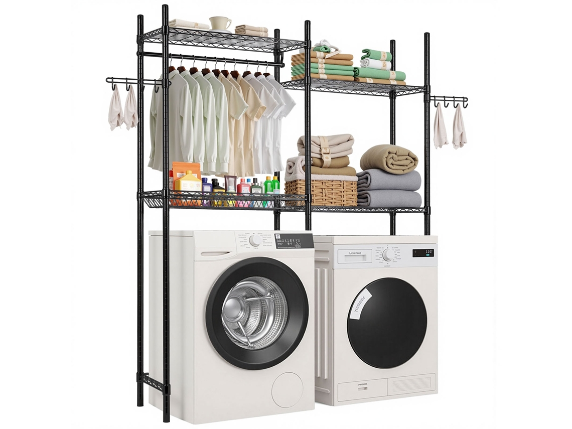 Suporte Para Máquina De Lavar Roupa Vevor De 2 Filas E 4 Níveis, Preto