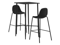 Vidaxl 3 Pcs Conjunto De Bar Tecido Preto