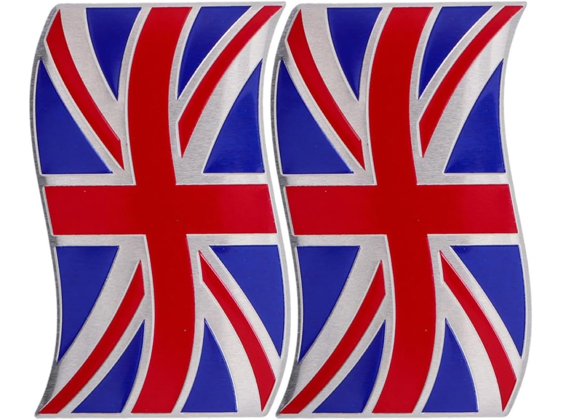 2 adesivos decorativos de alumínio com a bandeira britânica para carros.