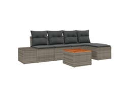 Conjunto 6 Conjunto De Sofá De Jardim Vidaxl Cinzento Vime Pe (55 X 55 X 37 Cm)