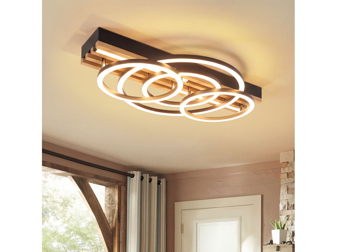 Zmh Candeeiro De Teto Led Moderno Com Anel Geométrico 50cm 60w Regulável Com Comando Para Sala De Estar E Sala De Jantar