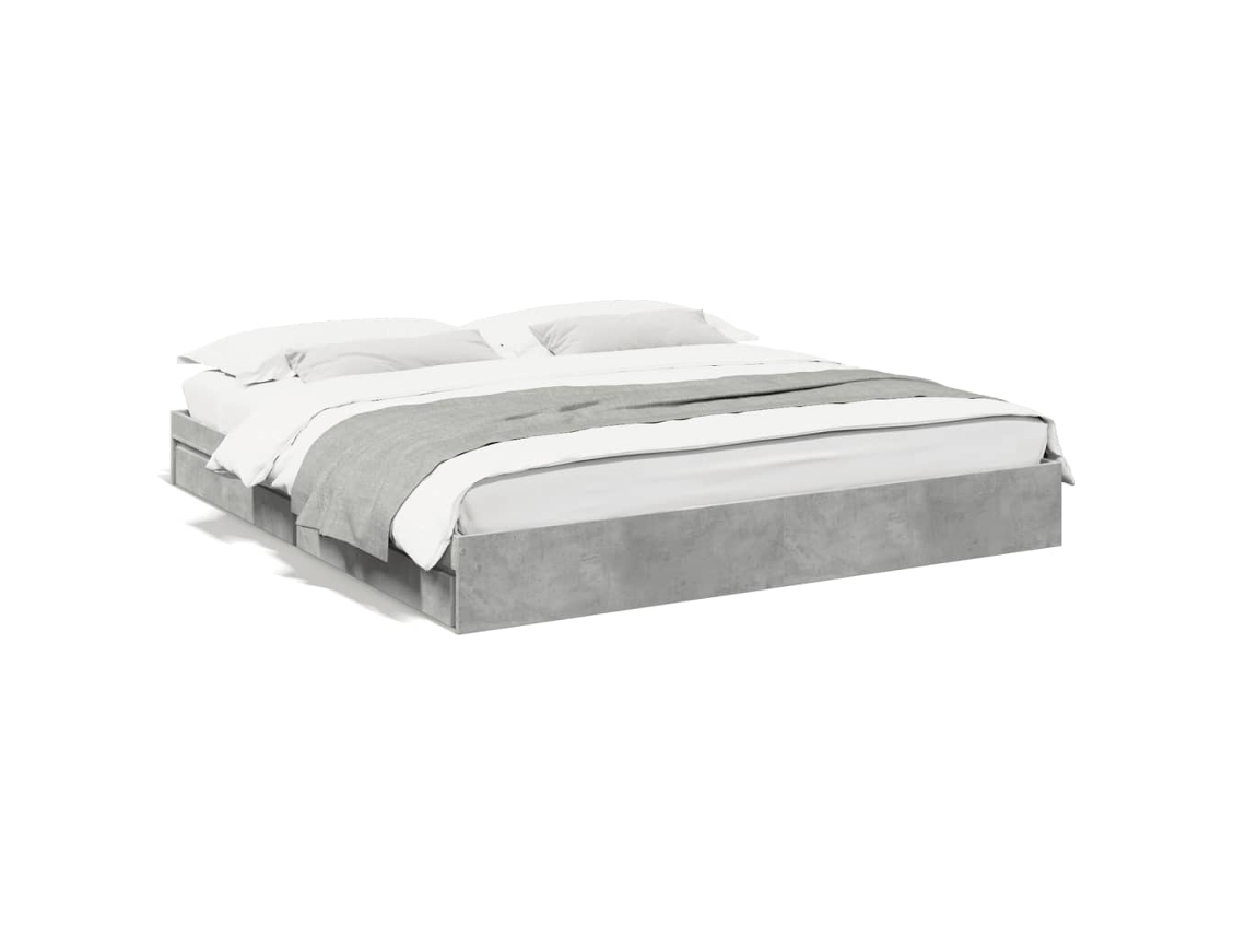 Estrutura de Cama com Gavetas Derivados de Madeira Cinza cimento MAISON EXCLUSIVE