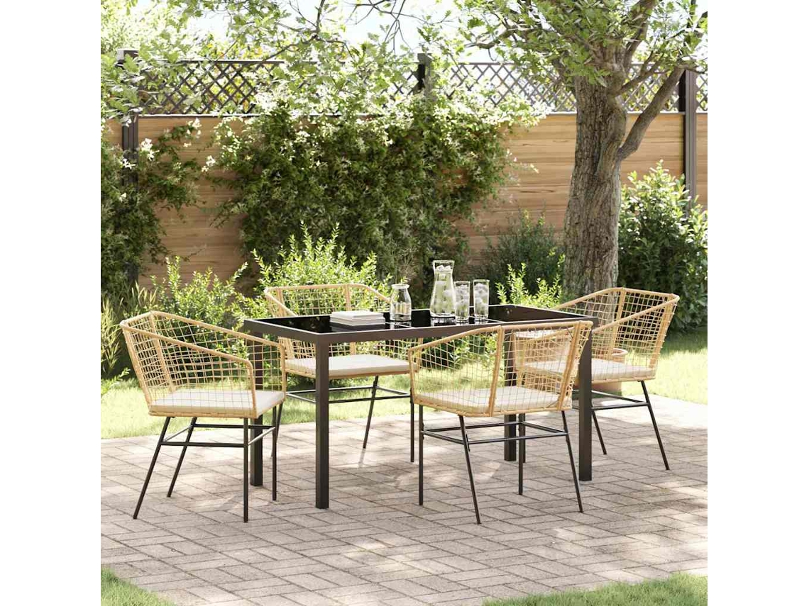 Vidaxl Conjunto de Jantar para Jardim 5 Pcs Castanho Vime Pe