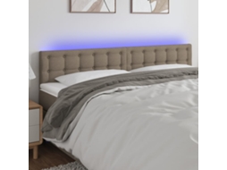 Vidaxl Cabeceira Cama Luzes Led Tecido 180x5x78/88cm Cinza-acastanhado