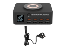 Carregador Sem Fio Magnético com Display Digital, 8 Portas PD 100W e LCD EOOCOO