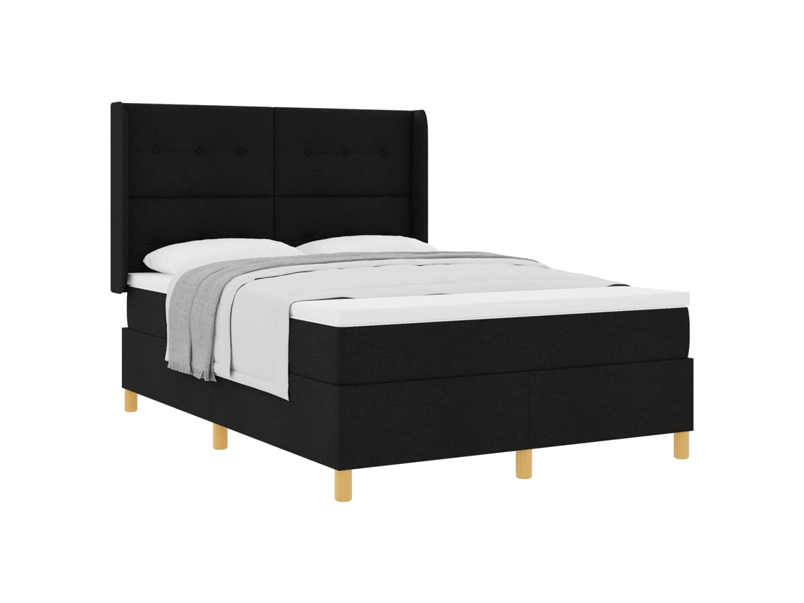 Cama Box com Cabeceira Preto 140 X 200 Cm Tecido MAISON EXCLUSIVE