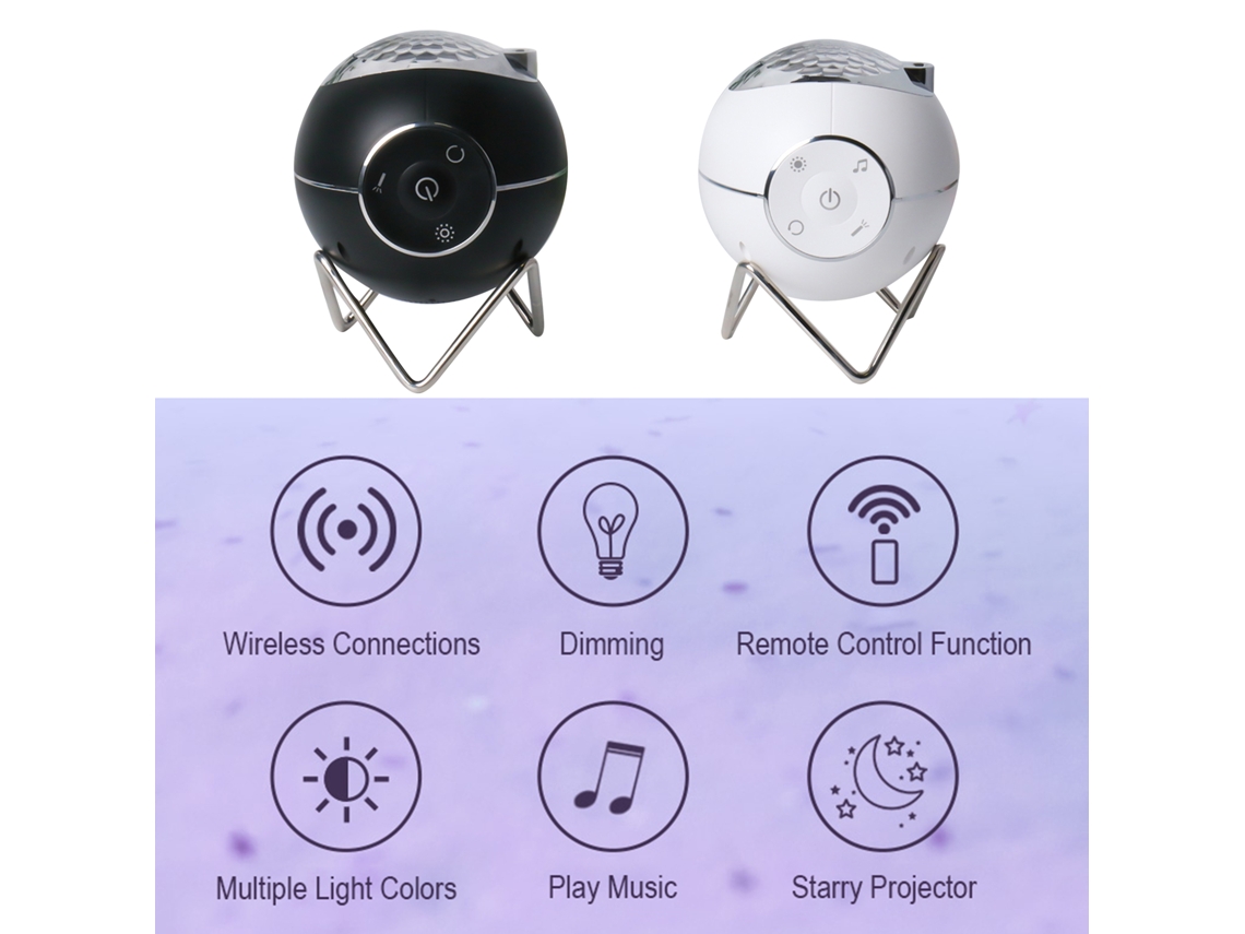 Projetor de planetas e estrelas, controle remoto, Bluetooth, USB, 15 modos de cor | S/MARCA