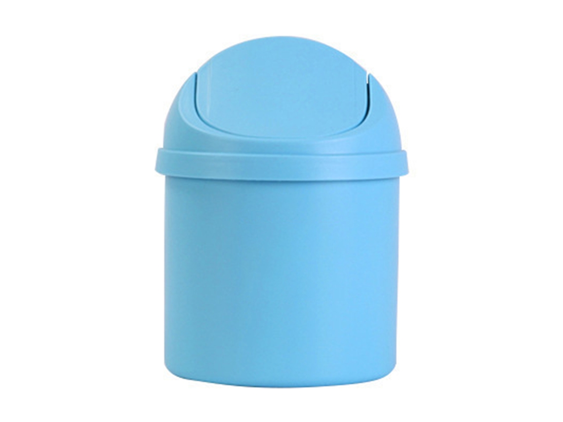 Lixeira De Mesa Compacta Com Tampa Azul Para Casa E Quarto