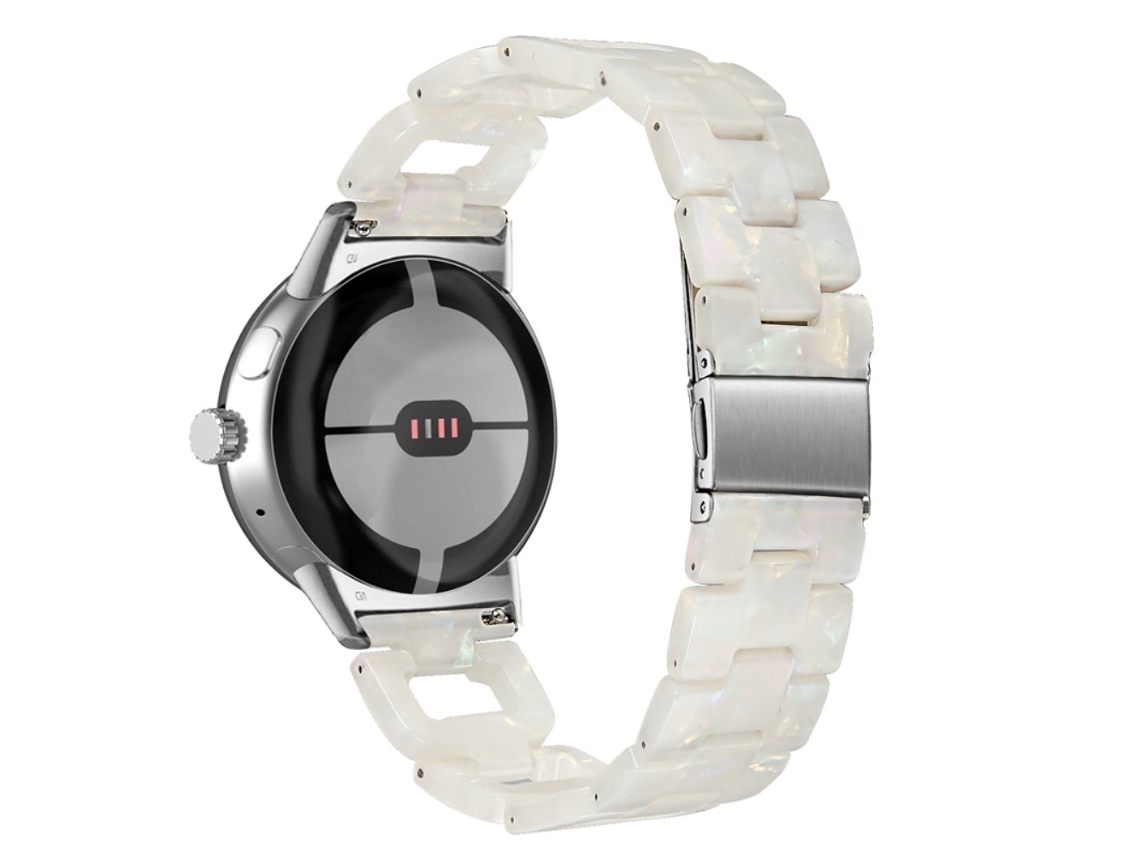 Bracelete de Aço Inoxidável Fivela em Forma de D para Google Pixel Watch Branco Fluorescente