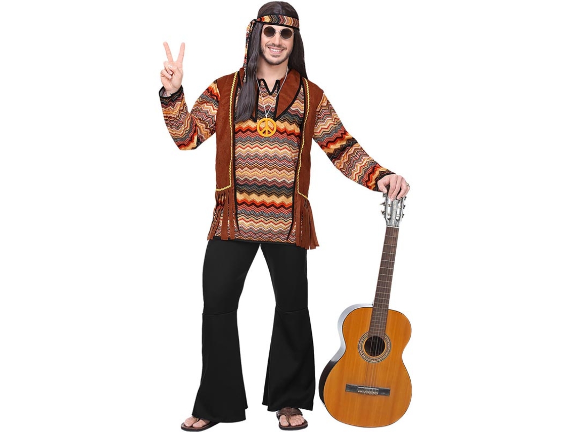 Fato de hippie com riscas coloridas para homem