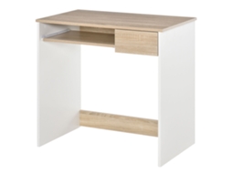 Mesa de Computador (com Prateleira de Teclado, Branco e Carvalho)