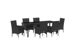 Conjunto 7 De Jantar De Vidaxl Com Almofadas Preto Aço