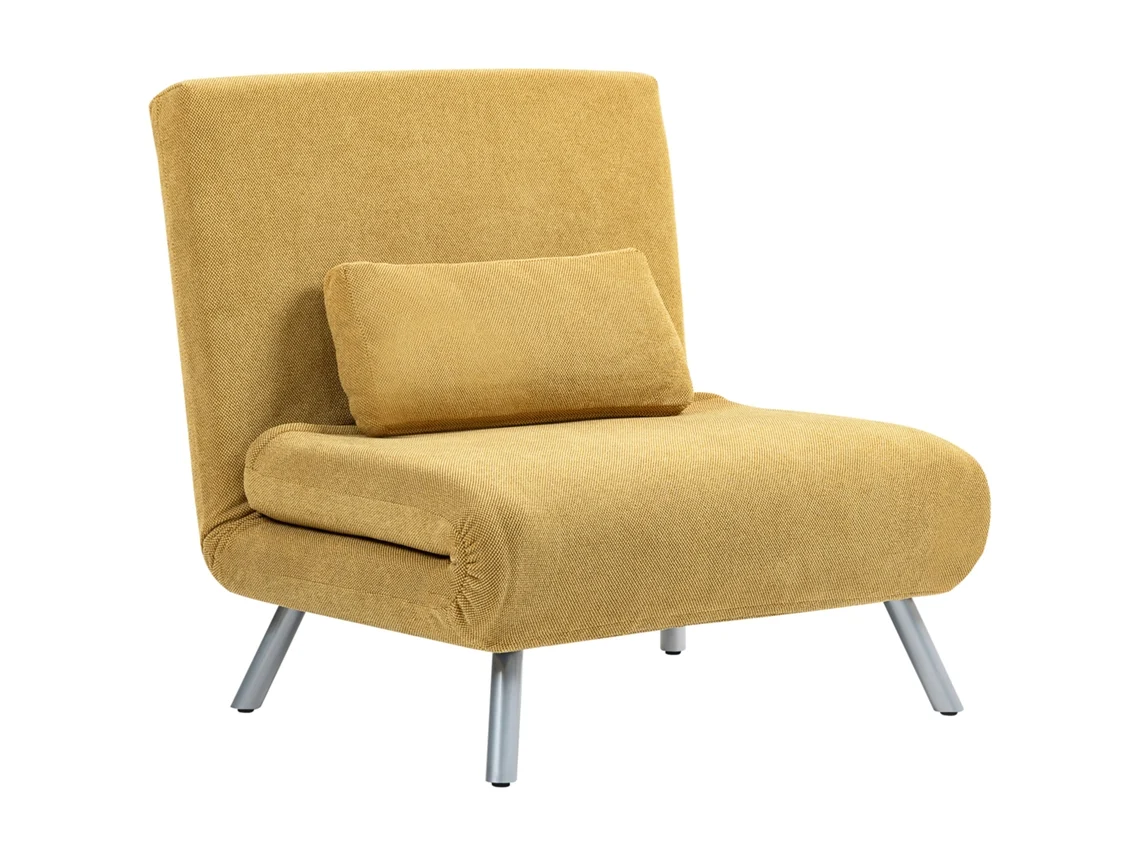 Sofá Cama Individual Poliéster Cor Yellow 80x75x83 cm Homcom