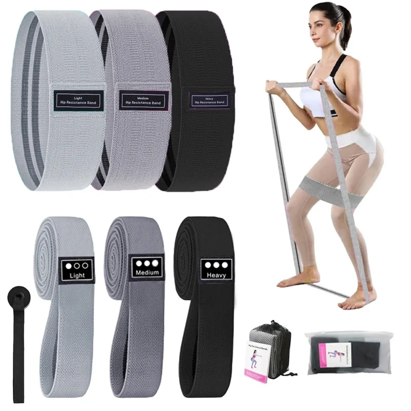 (conjunto Cinza) Faixa Elástica De Resistência Longa E Curta Para Treinamento De Quadril