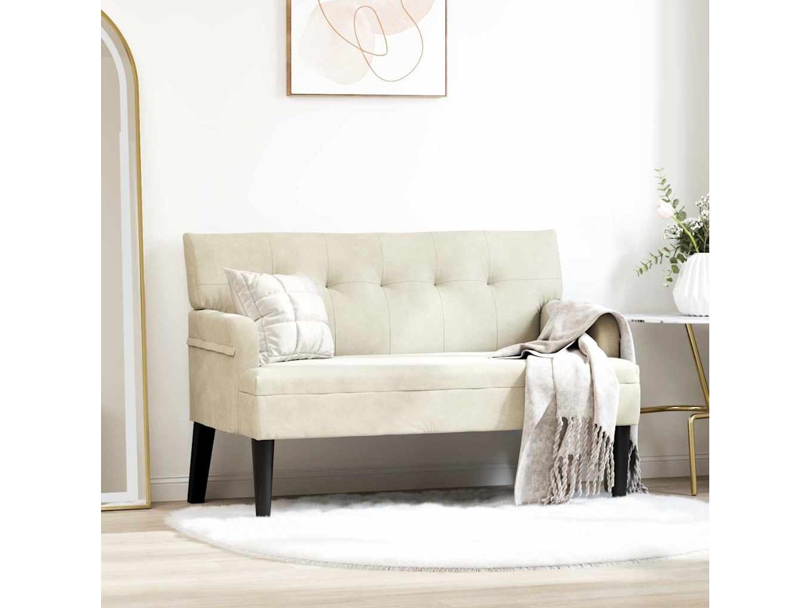 Vidaxl Banco Chesterfield Creme 112 X 65,5 X 75 Cm Veludo