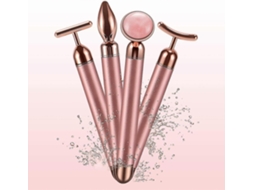 Massageador Facial Elétrico 4 em 1 com Rolos de Jade e Quartzo Rosa GOKOCO